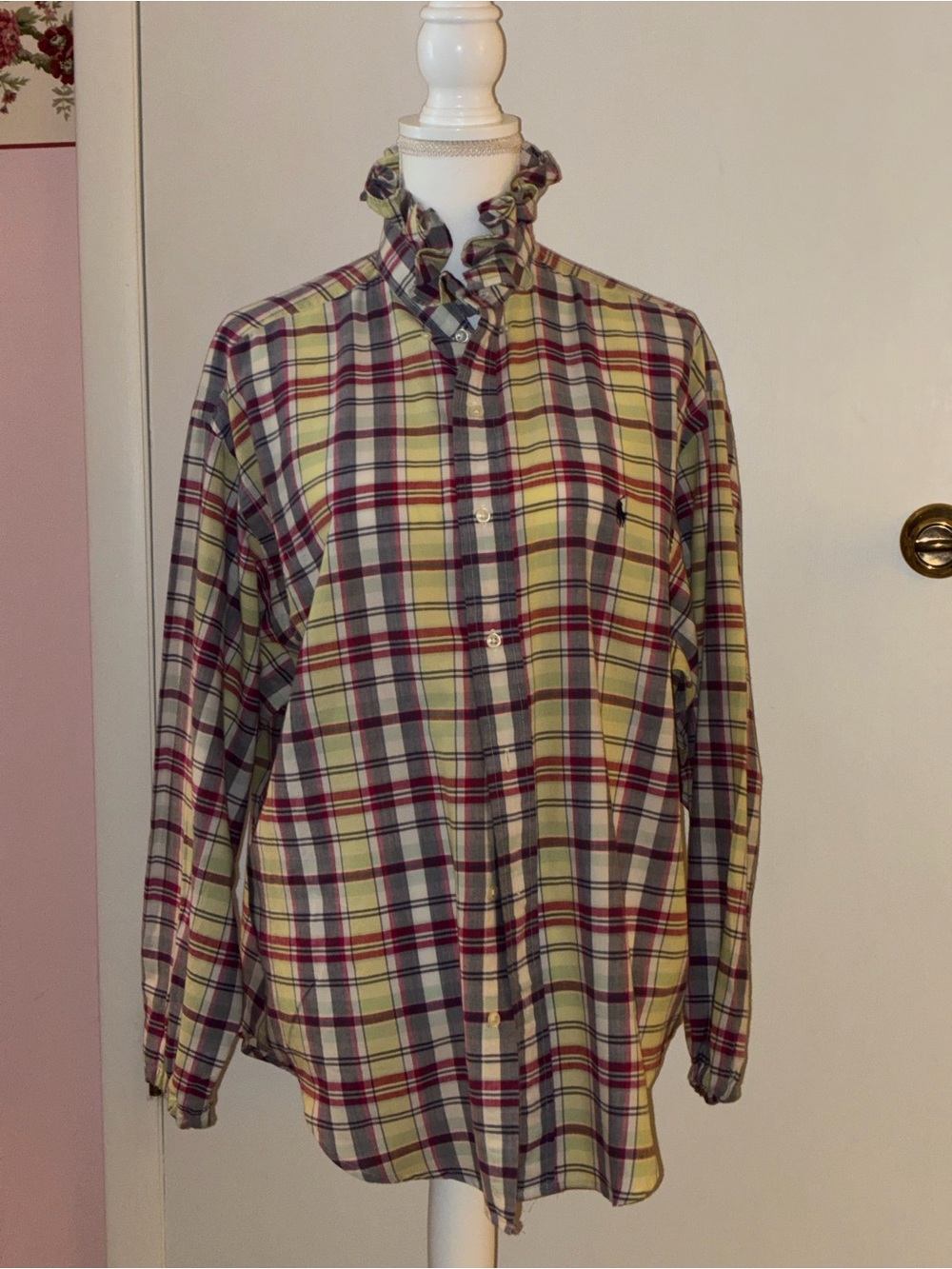 Ralph Lauren Upcycled ruffled collar “Girly” shirt